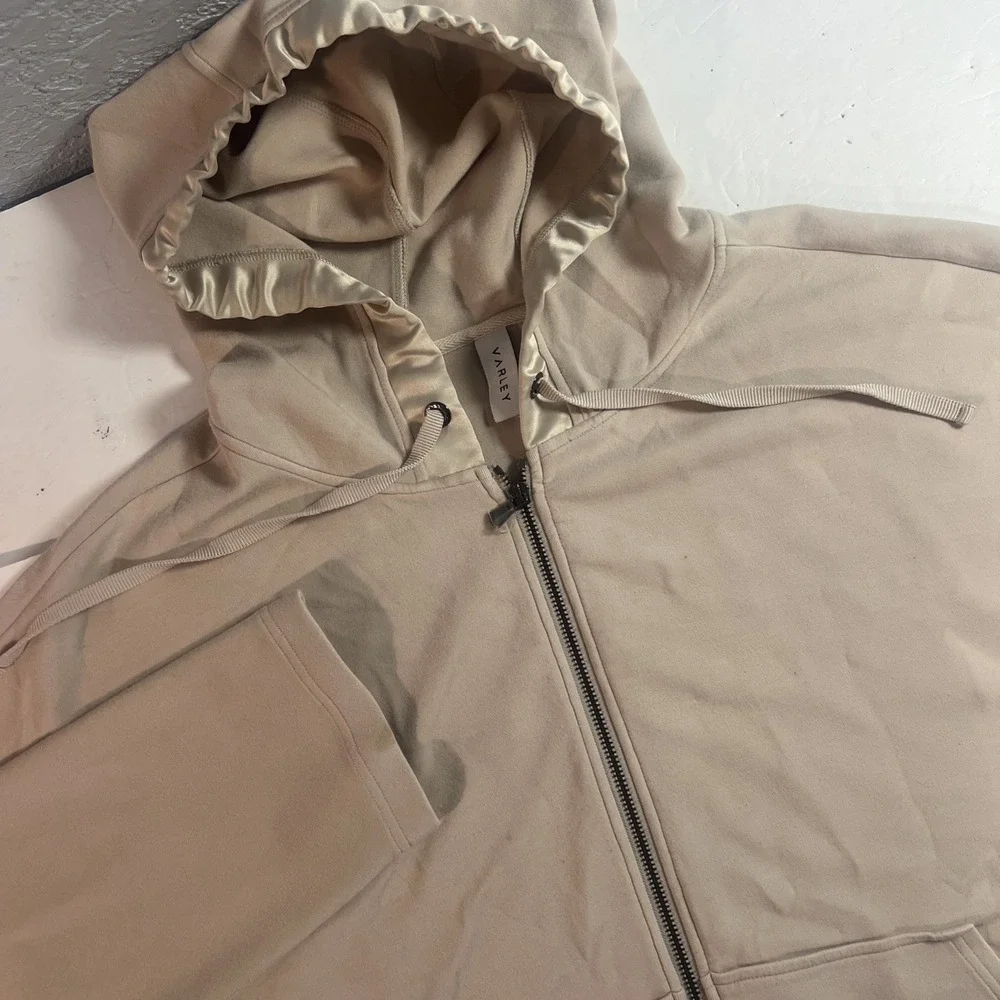 Varley Hawley Dull-Zip Double Soft‎ Hoodie Sweatshirt Pullover Size Large Beige - Picture 2 of 8